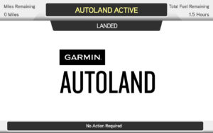 Screen that says "Landed. Garmin Autoland."