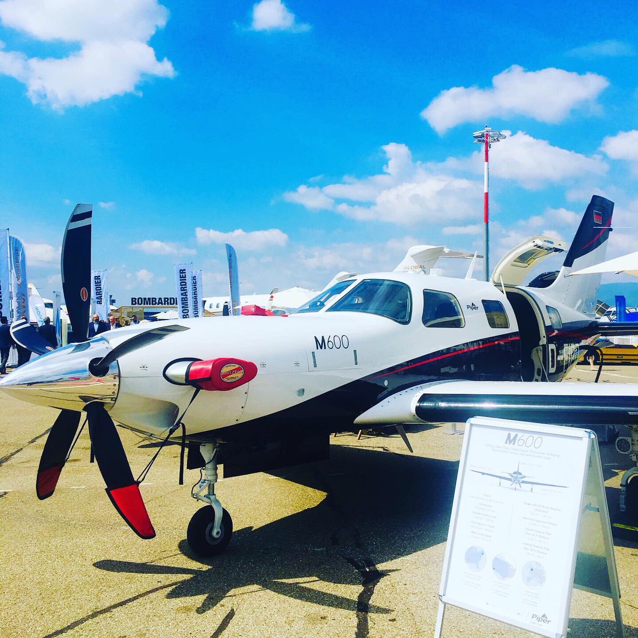 NBAA 2019 2 Piper M600 aircraft at a tradeshow event
