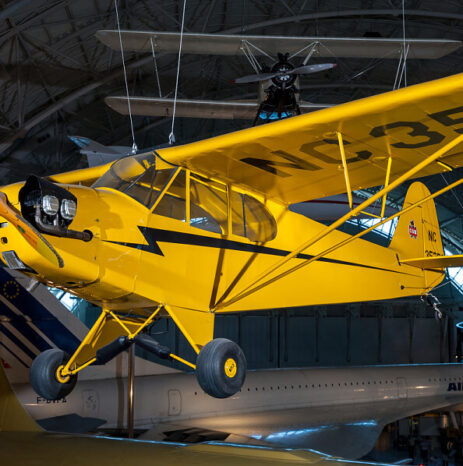 This J-3 Cub, complete with its distinctive paint job, is property of the Smithsonian Air & Space Museum.