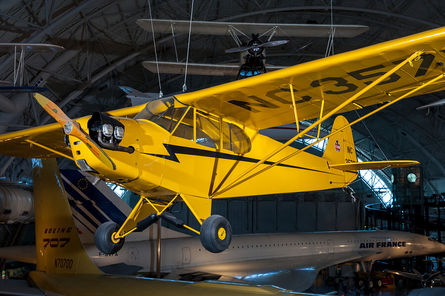This J-3 Cub, complete with its distinctive paint job, is property of the Smithsonian Air & Space Museum.