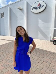 Paige Bishop, a Piper Summer 2022 Sales and Marketing Intern and Piper Brand Ambassador from Purdue University at Piper's Vero Beach factory.