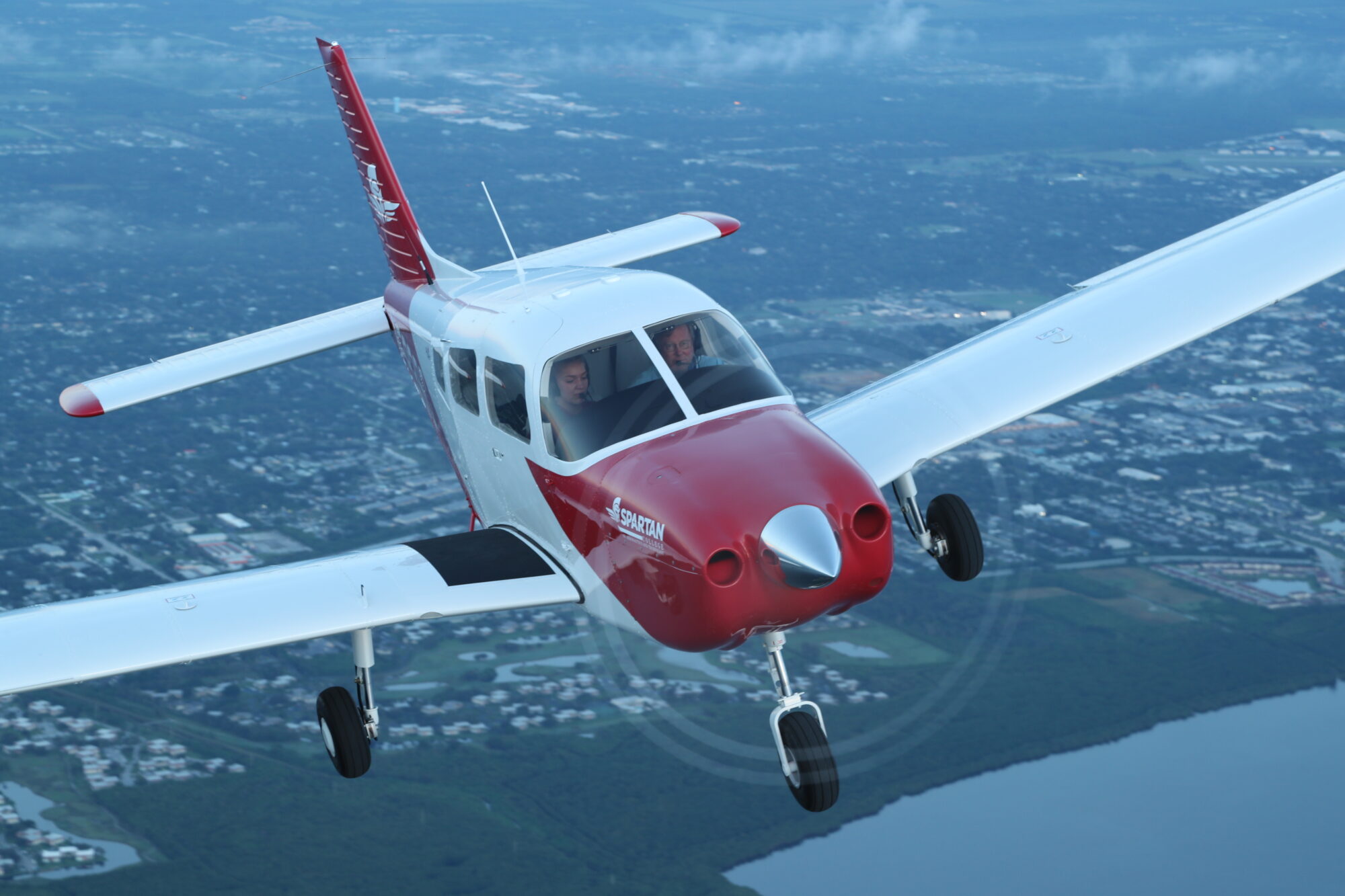 Flight student and flight instructor training in an Archer TX trainer aircraft