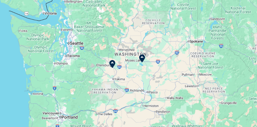 Map of Piper Flight Schools in Washington